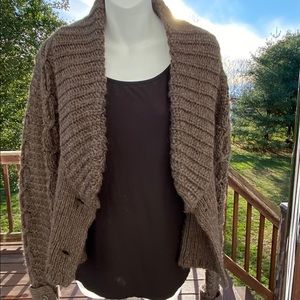LOFT chunky knit cardigan, Brown, Medium